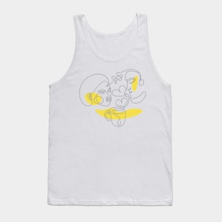 Continuous line drawing tea drinker couple Tank Top